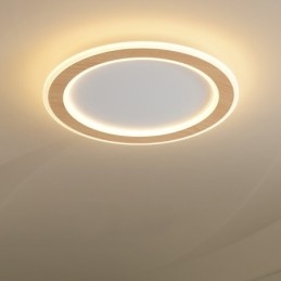 Rund, Moderne, Innfelt Taklampe I Tre, Innendørsbelysning