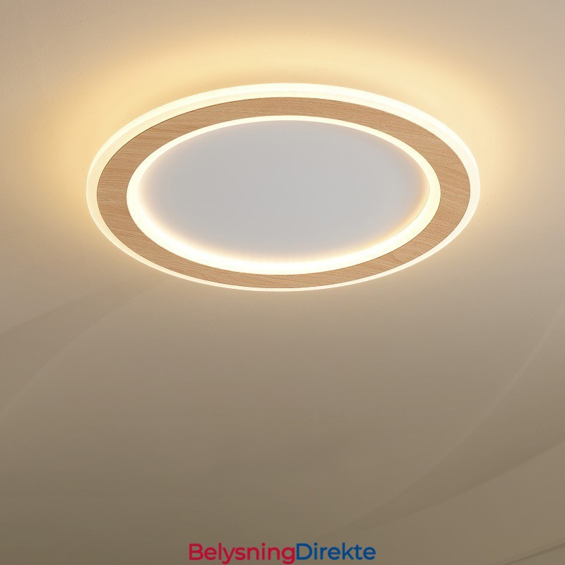 Rund, Moderne, Innfelt Taklampe I Tre, Innendørsbelysning