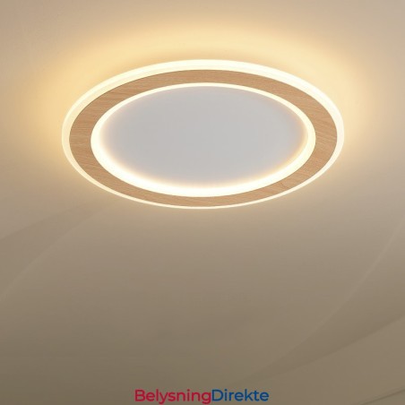 Rund, Moderne, Innfelt Taklampe I Tre, Innendørsbelysning