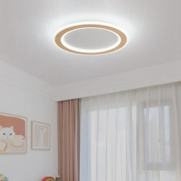Rund, Moderne, Innfelt Taklampe I Tre, Innendørsbelysning