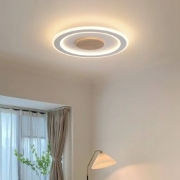 Rund, Moderne, Innfelt Taklampe I Tre, Innendørsbelysning