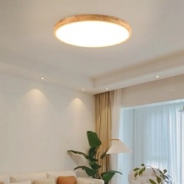 Rund, Moderne, Innfelt Taklampe I Tre, Innendørsbelysning