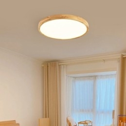 Rund, Moderne, Innfelt Taklampe I Tre, Innendørsbelysning