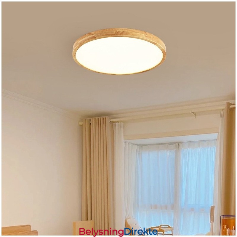 Rund, Moderne, Innfelt Taklampe I Tre, Innendørsbelysning