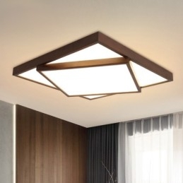 To-Etasjes Firkantet Sort Valnøttre Moderne Samtidskunst Nordisk Stil Innfelt Tre Taklampe Kan Også Brukes Som Vegglampe