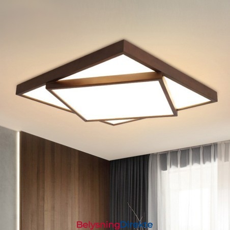 To-Etasjes Firkantet Sort Valnøttre Moderne Samtidskunst Nordisk Stil Innfelt Tre Taklampe Kan Også Brukes Som Vegglampe