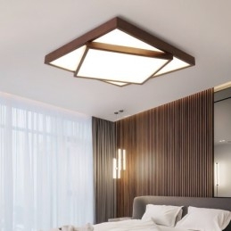 To-Etasjes Firkantet Sort Valnøttre Moderne Samtidskunst Nordisk Stil Innfelt Tre Taklampe Kan Også Brukes Som Vegglampe