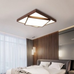 To-Etasjes Firkantet Sort Valnøttre Moderne Samtidskunst Nordisk Stil Innfelt Tre Taklampe Kan Også Brukes Som Vegglampe