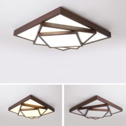 3-Etasjers Firkantet Sort Valnøttre Moderne Samtidskunst Nordisk Stil Innfelt Tre Taklampe Kan Også Brukes Som Vegglampe