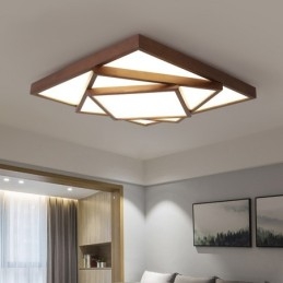 3-Etasjers Firkantet Sort Valnøttre Moderne Samtidskunst Nordisk Stil Innfelt Tre Taklampe Kan Også Brukes Som Vegglampe