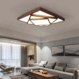3-Etasjers Firkantet Sort Valnøttre Moderne Samtidskunst Nordisk Stil Innfelt Tre Taklampe Kan Også Brukes Som Vegglampe