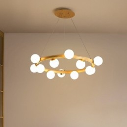 Nordisk Ring, Enkel, Moderne Trependellysekrone Med Bønneskjermer
