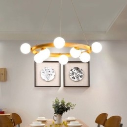 Nordisk Ring, Enkel, Moderne Trependellysekrone Med Bønneskjermer