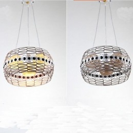 Kunstlampe I Rotting Pendellampe Håndvevd