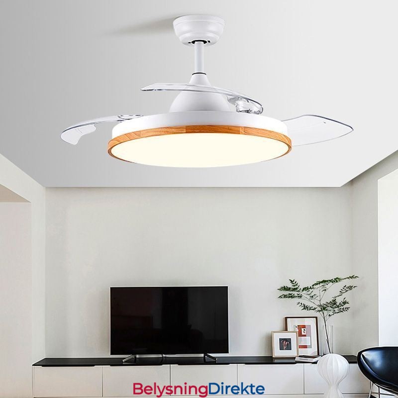 Moderne Inverter Takviftelampe Fjernkontroll Taklampe Trifarget Dimming