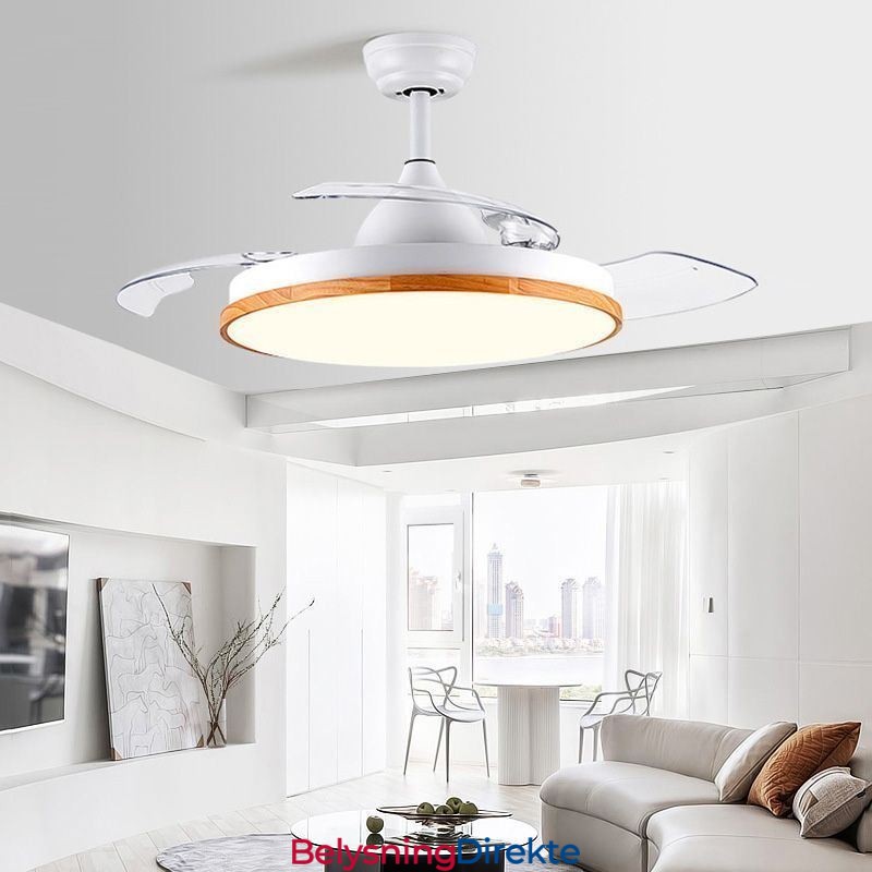 Moderne Inverter Takviftelampe Fjernkontroll Taklampe Trifarget Dimming