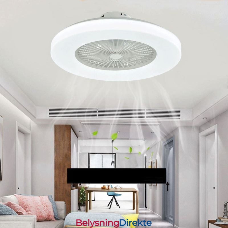 Vifte I Taklampe Med Trikromatisk Dimming Og 3-Trinns Fjernkontroll