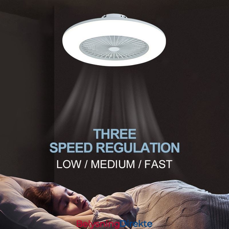 Vifte I Taklampe Med Trikromatisk Dimming Og Fjernkontroll, 3 Hastigheter