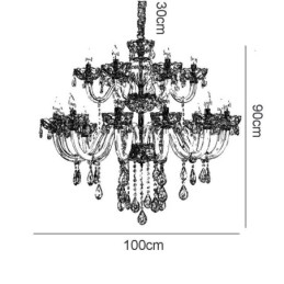 Elegant Krystalllysekrone I Europeisk Konjakkfarget Taklampe I Glass Med Dobbelt Lag, 12+6 Lys