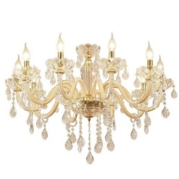 Elegant Krystalllysekrone I Europeisk Stil Med Glassanhengslampe