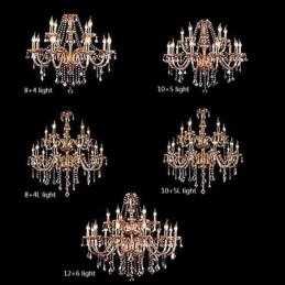 Europeisk Krystalllysekrone Elegant Stor Pendellampe Ravfarget