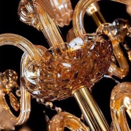 Europeisk Krystalllysekrone Elegant Stor Pendellampe Ravfarget