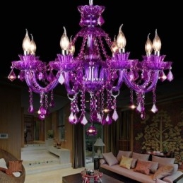 Elegant Lilla Krystall Taklampe Europeisk Lysekrone