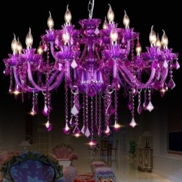 Elegant Lilla Krystall Taklampe Europeisk Lysekrone