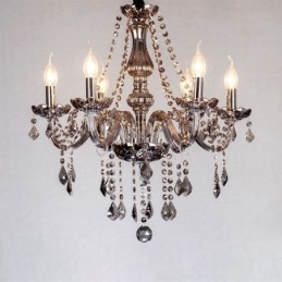 Elegant Krystalllysekrone I Europeisk Stil Med Glassanhengslampe