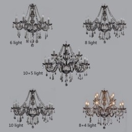 Elegant Krystalllysekrone I Europeisk Stil Med Glassanhengslampe