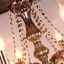Elegant Krystalllysekrone I Europeisk Stil Med Glassanhengslampe