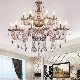 Stor Europeisk Krystalllysekrone Elegant Anhengslampe