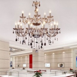 Stor Europeisk Krystalllysekrone Elegant Anhengslampe