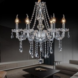Stor Europeisk Krystalllysekrone Gjennomsiktig Taklampe