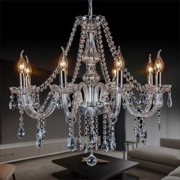 Stor Europeisk Krystalllysekrone Gjennomsiktig Taklampe