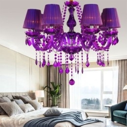 Elegant Krystalllysekrone I Europeisk Stil Lilla Anhengslampe