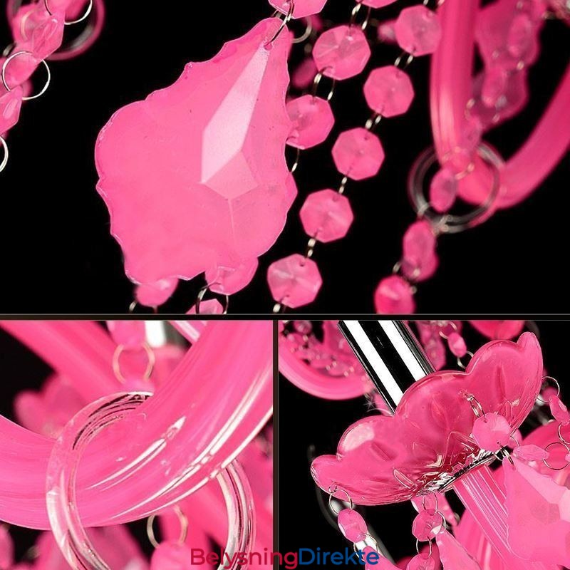 Europeisk Stil Krystalllysekrone Rosa Anhengslampe Romantisk