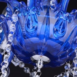 Krystalllysekrone I Europeisk Stil, Blå Krystallglass-Anhengslampe