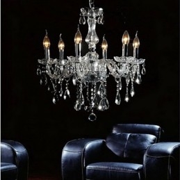 Elegant Krystalllysekrone Med 6 Lys
