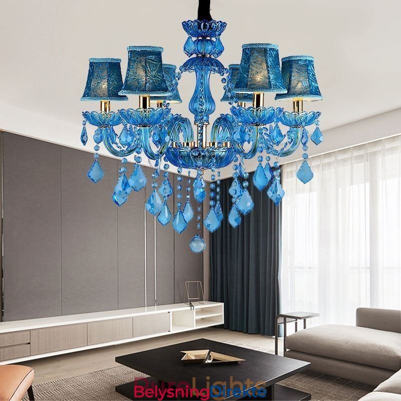 Elegant Krystalllysekrone Europeisk Blå Anhengslampe