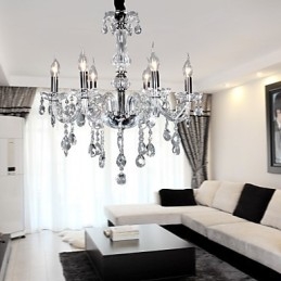 Elegant Krystalllysekrone Med 6 Lys