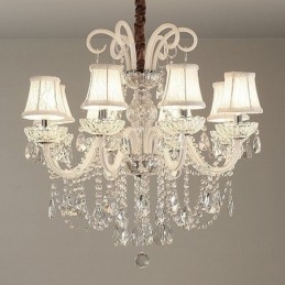 Elegant Krystalllysekrone I Europeisk Hvitfarget Pendellampe
