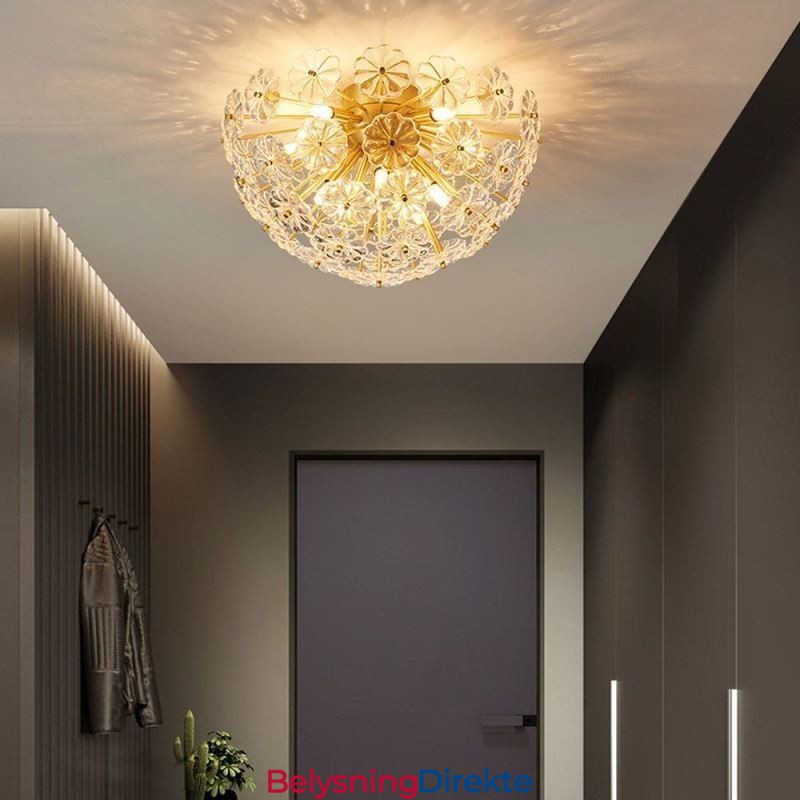 Halvsirkelformet Glass Innfelt Moderne Dekorativ Blomsterformet Taklampe