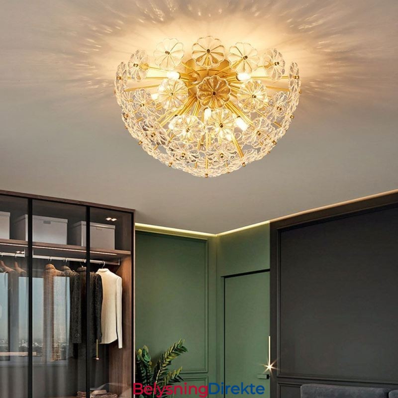 Halvsirkelformet Glass Innfelt Moderne Dekorativ Blomsterformet Taklampe