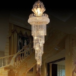 Elegant Krystalllysekrone Moderne Enkel Lang Anhengsduplekstrapp