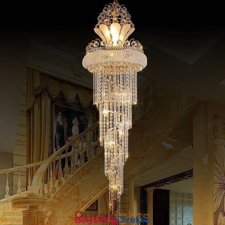 Elegant Krystalllysekrone Moderne Enkel Lang Anhengsduplekstrapp