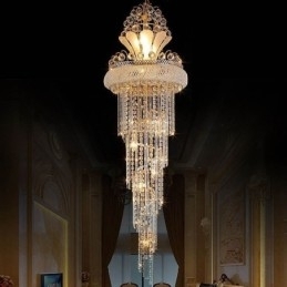Elegant Krystalllysekrone Moderne Enkel Lang Anhengsduplekstrapp