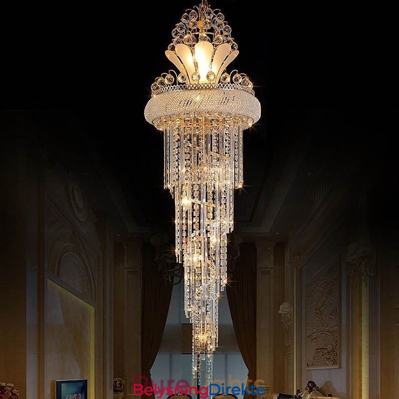 Elegant Krystalllysekrone Moderne Enkel Lang Anhengsduplekstrapp