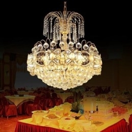 Elegant Krystalllysekrone Klassisk Gullfarget Anhengslampe