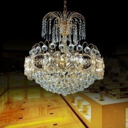 Elegant Krystalllysekrone Klassisk Gullfarget Anhengslampe